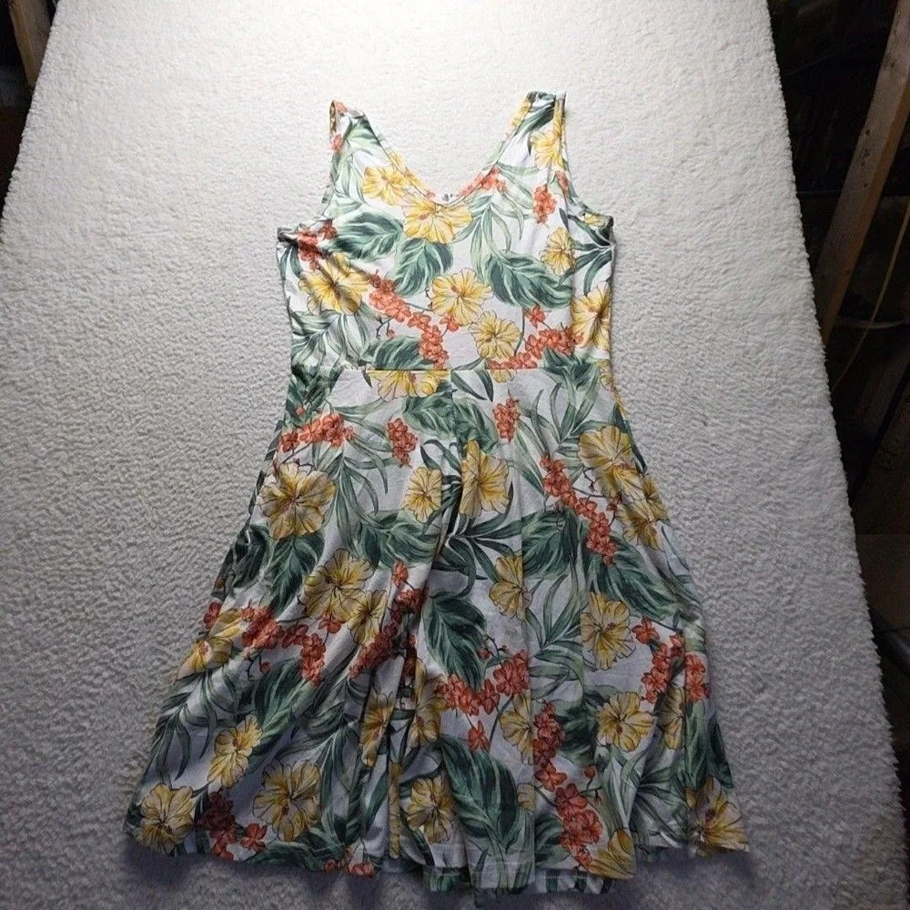 Fensace Floral A-Line Dress Womens XXL Multicolor Excellent Tropical Sleeveless